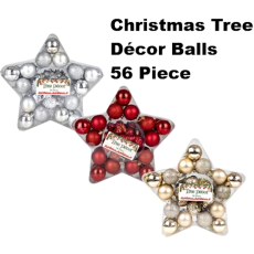 Christmas Tree Décor Balls, 56 Piece - 3 / 5cm